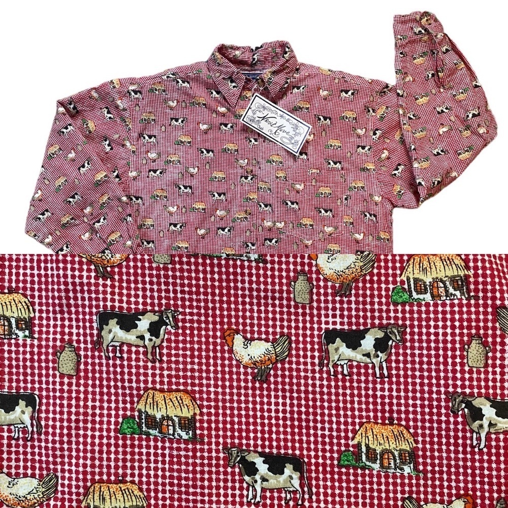 Vintage 1980s Deadstock Next Move Animal Farm Button Down Shirt